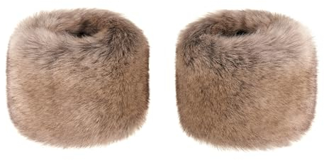 Futrzane Siberian Manschetten - Pulswärmer Damen Fell - Pelz Stulpen Armstulpen (Beige Siberian)