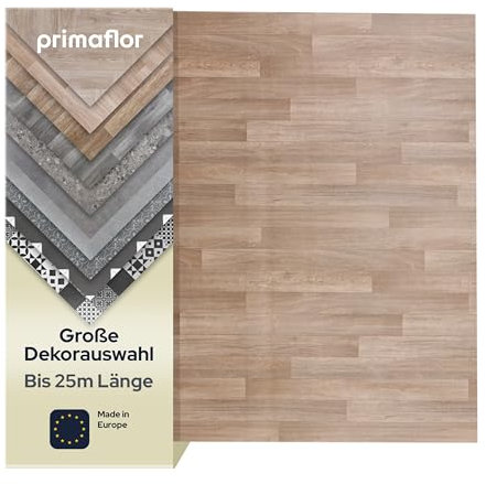 Primaflor PVC Bodenbelag Meterware TACUTO - Eiche natur, 2,00m x 0,50m, Vinyl-Boden in Holzoptik für Küche, Wohn- und Badezimmer, Hochwertige Auslegware, Anti-Rutsch Oberfläche