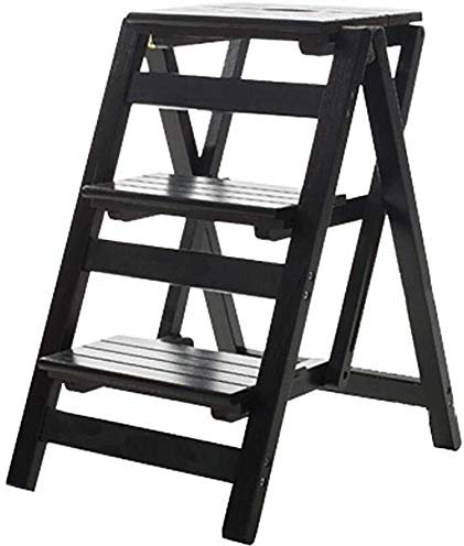 Indoor-Kletterhocker, Haushaltsleiter, multifunktionale Klappleiter für den Innenbereich, aufsteigende dreistufige Fischgrätenleiter, Treppenleiter, Stuhl/schwarz
