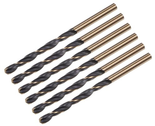 QUARKZMAN Lot de 6 Forets Hélicoïdaux de 4 mm (0,157) en Acier Rapide M2 Revêtus de Nitrure Noir et de Titane Doré Pour Acier Inoxydable, Alliage D'Aluminium et Métal