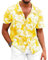 Fastkoala Hommes Chemise à Fleurs Hawaïennes Chemises Tropicales Plage Tops Holiday Summer Casual Button Down Jaune M