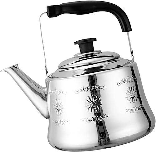 Bouilloire Théière Bouilloire sifflante en acier inoxydable théière rétro gaufrage avec poignée anti-brûlure cuisinière à gaz cuisinière à induction Bouilloire Gaz (Size : 3L)