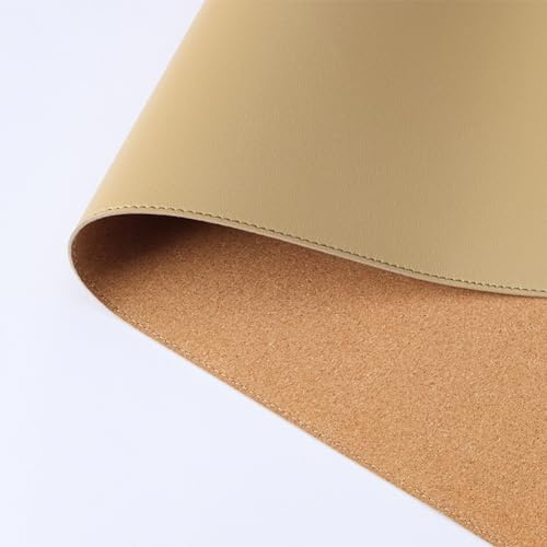 Rutschfeste Schreibtischunterlage aus natürlichem Kork und PU-Leder, mit runden Kanten, doppelseitig, für Maus, Laptop, Büro, Zuhause, wasserdichter Schreibtischschutz für Arbeiten (Khaki, 60 x 120