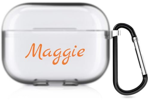 Cover personalizzata con nome Compatibile con Apple AirPods Pro 2, copertina morbida personalizzata con stile di scrittura a mano (Semi-chiaro)