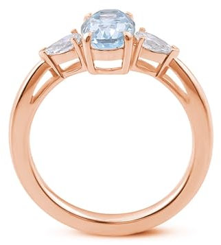 Wycian Damen Ring Verlobung, Ring Aquamarin 9 Karat Roségold 9K Größe 63 (20.1) 1 Aquamarin 1Ct Ovalschliff Hellblau Npassbar Für Verlobung