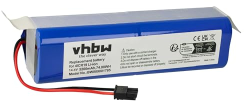 vhbw 1x Akku kompatibel mit Eufy RoboVac X8 HYBRID, X8, T226X, X8 Pro SES, X8 Pro, X8 HYBRID White Saugroboter (5200 mAh, 14,4 V, Li-Ion)