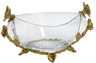 Fruteros Frutero grande de cristal transparente, plato de fruta Retro, arte Hecho A Mano, estatua de latón, decoración for sala de estar, restaurante, plato de fruta, cuenco for dulces Tazones de frut