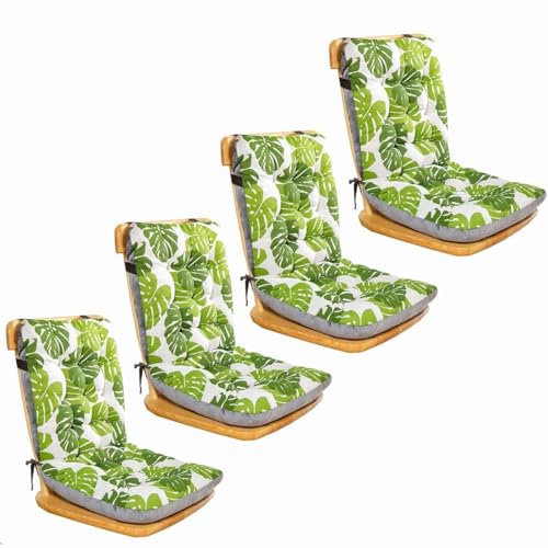 Set of 1/2/4/6 High Back Chair Cushions, Office Chair One-Piece Chair Pads with Ties Dining Room-Kitchen Thickened Chair Seat Cushion Outdoor/Indoor(Color:Color1,Size:XL:45x35x57cm4pcs)