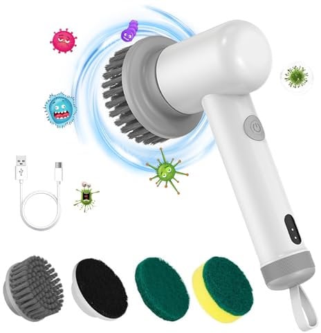 Handhold Electric Cleaning Brush Scrubber for Floor and Cars, Power Scrubber with 3 Replaceable Brush Heads for Kitchen,Bathroom