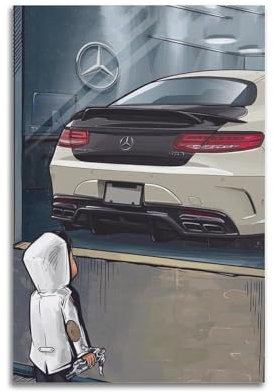 UNSGA Poster mit Deutschland-Supercars W205 Amg C63 Performance Racing Poster, dekoratives Gemälde, Leinwand, Wandposter und Kunstdruck, moderne Familienschlafzimmer-Dekoration, Poster, 40 x 60 cm
