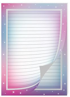 Buntes Motiv Briefpapier Briefblock Heft Schreibblock liniert für Kinder Schule Bauklötze Bausteine Farbverlauf Sterne bunt (1 Block A4 mit 25 Blättern)