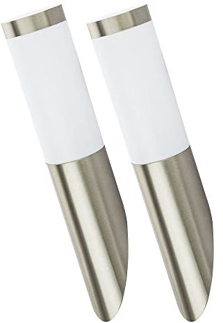GLOBO Wandleuchte Außenwandlampe Edelstahl Gartenlampe silber Haustürlampe, Fackel Optik, 1x E27, DxH 7,6x40 cm, 2er Set