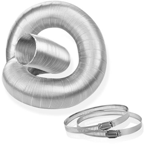 Exhaust Hose, 60 mm x 3 m Ventilation Duct Made of Thickened Pure Aluminum + 2 Stainless Steel Hose Clamps for Extractor Hood