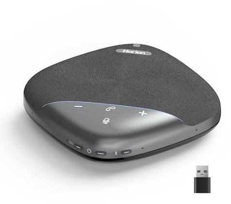 HORION Speakerphone HM-5P,Al Mics 360° Voice Pickup, Noise Reduction, Bluetooth Conference Speaker,USB Speaker,NFC Touch Connection