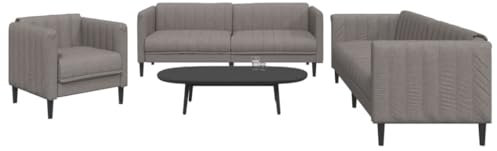 HEFZGDB 3-TLG. Sofagarnitur Taupe Stoff Lounge Sofa Terrassenmöbel Outdoor Sofa Geeignet für Garten, Terrasse, Pool.