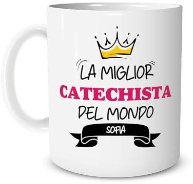 Tazza Regalo Mestieri in Ceramica Mug Personalizzata con Nome - La Miglior Catechista del Mondo - Idea Regalo - Lavoro - Capo - Colleghi - Collega