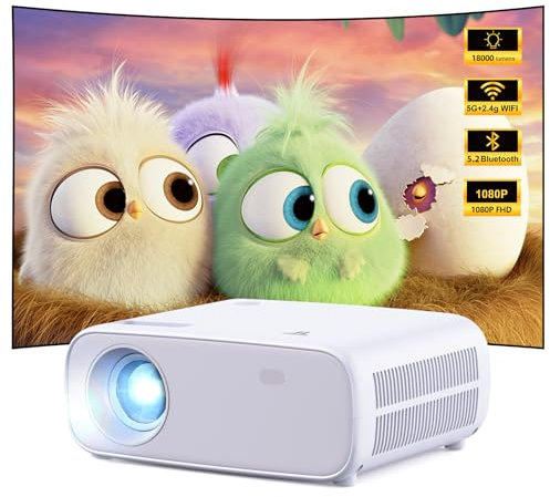 2025 Neues Hochleistungsbeamer, unterstützt Switch und PS5 ohne Verzögerung, Beamer mit WiFi und Bluetooth, 20000 Lumen 4K-Unterstützung, Full HD 1080P Auflösung, (Hochhelligkeitsversion)