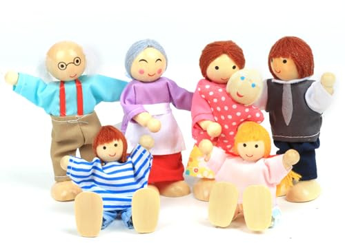 Lifreer Wooden Dolls House People, 7 Dolls, Doll House Accessories | Dolls House People, Dolls House Accessories, Doll for Doll House Furniture Sets Pretend Gift