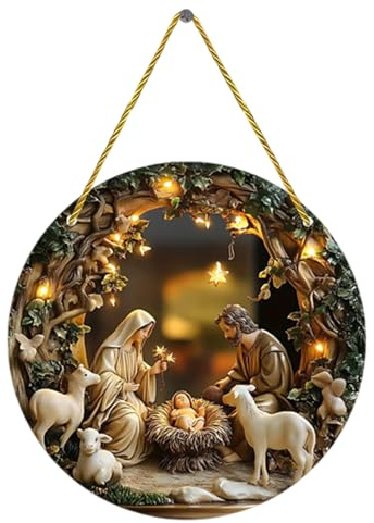 Krippen-Fensterdekoration, Acryl, Jesus und Jungfrau Maria, Fensterdekoration – Krippendekoration, Haustür-Ornament, christliche Heimdekorationen für Zuhause, Café