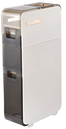 Freistehender schmaler Toilettenpapier-Aufbewahrungsschrank, Kunststoff, Organizer mit 4 herausziehbaren Schubladen, für Badezimmer, Küche