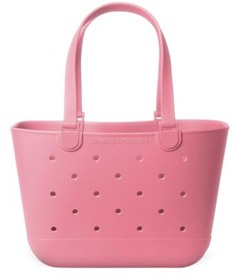Simple Modern Strandtasche aus Gummi | Große Wasserdichte Tragetasche mit Reißverschlusstasche für Strand, Pool, Boot, Einkäufe, Sport | Getaway Bag Kollektion | Velvet Pink