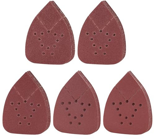 XIATIAN 50 Pcs Mouse Sanding Sheets, 12 Holes Hook and Loop Sander Pads, Sandpaper Assorted 60/80/120/180/220 Grit for Black and Decker Detail Palm Sander