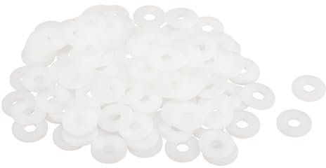 QUARKZMAN 120 Pcs Arandelas Planas, Pasacables de Nylon M6 6Mm Id 18Mm Od 1.5Mm de Espesor Arandela Lisa Arandelas de Plástico para Juntas de Hojas de Plástico Espaciadors, Blanco