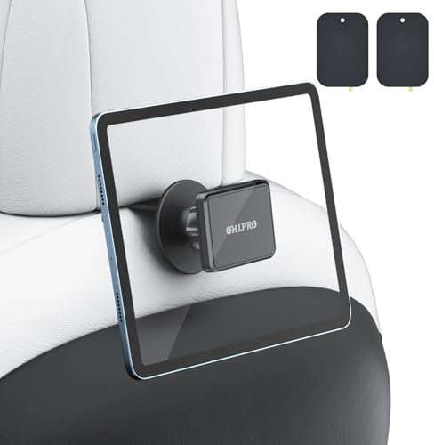 OHLPRO Tesla Model Y Model 3 Headrest Magnetic Tablet Mount Holder for iPad, 360 ° Rotatable Strong Magnetic Seat Back Tablet Holder with 2 Metal Plates, Fits of Tablet