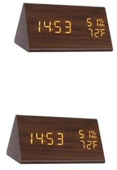 Cabilock 2 Orologi Da Tavolo Moderni in Legno Con Allarme Digitale A Led Display Con Temperatura E Umidità