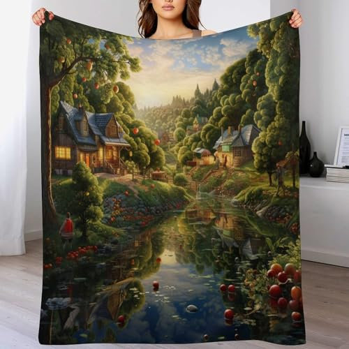 Paradies Decke, Warme Flannel Fleecedecke Als Sofadecke,Sofaüberwurf Und Bettdecke, Weiche Wohndecke Für Couch Und Sofa 180×200cm