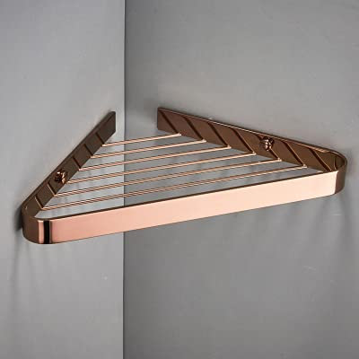 Coin Douche Caddy Étagères de Salle Den Étagères D'Angle En Laiton Étagères Flottantes Porte-Serviettes de Douche Mural Étagère de Cuisine/Rose Gold