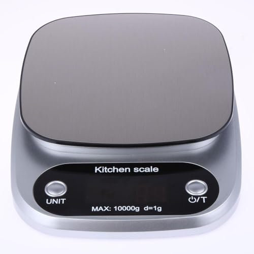10kg Digital Kitchen Scale Tare Function & Auto Off Premium Stainless Steel for Multifunctional Cooking Food Scale with Backlit LCD Display Premium Food Weight Kitchen Scales Built-in Battery, Sliver