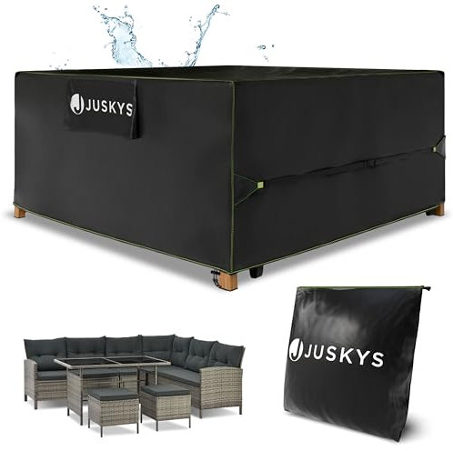 Juskys Gartenmöbel Abdeckplane CoverSafe Pro 250x250x90 cm - winterfest & wasserdicht - Schutzhülle für Gartentisch, UV-Schutz, Abdeckhaube Gartentisch