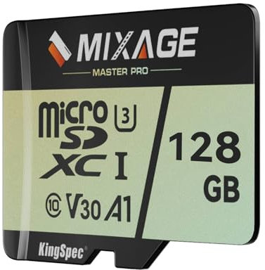 MIXAGE 128GB MicroSDXC Card UHS-I U3/V30/A1/C10-100MB/s Read 65MB/s Write, 4K UHD Video Recording - 3D NAND Flash SD Memory Card for Smartphones, Gaming Consoles, Dash/Security & Sports Cameras