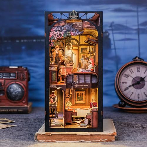 Figured'Art Book Nook Kit - Mystère dans Le Train - Maquette à Construire avec Lumières LED - Diorama 3D DIY Serre-Livre pour Bibliothèque et Décoration Maison - Monde Miniature - Marque Française