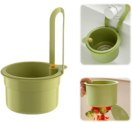 Abflusskorb, Multifunktionales Hängendes Verstellbar Spülbecken Sieb, Spülbecken Organizer Küchen, Spülbecken Filterkorb, Essensreste Auffangbehälter, Küchen Organizer für Küchenspülen (Grün)