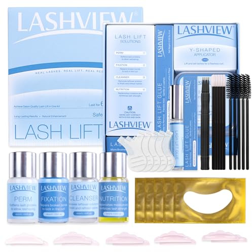 LASHVIEW Lash Lift Kit, professionelle Qualität | Semipermanente Locken | Haltbarkeit bis zu 1 Monat+ | Längenbereich 10–14 mm | 5 Lockenoptionen | Sichere, tierversuchsfreie Formeln