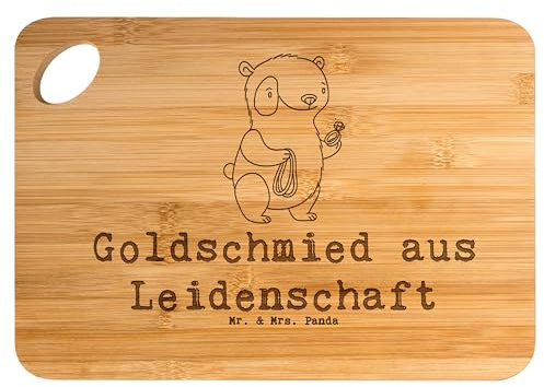 Mr. & Mrs. Panda Brett Goldschmied Leidenschaft - Geschenk, Frühstücksbrettchen, Holzbrett, Küchenbrett, Spruch, Witzig, Frühstücksbrett, Schmied, Schneidebrett, Juwelier, Lustig