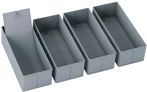 Yucch Schubladen Organizer 4er Set für IKEA MALM | Faltbare Stoffboxen mit verstärktem Boden für Unterwäsche, Socken und Kleidung, Grau