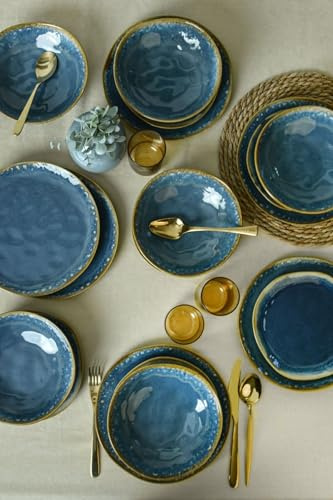 Keramika Geschirrset - Shizen Blue Organic - 18 teilig - 6 Personen - Steinzeug
