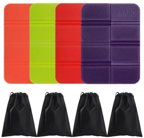 ANBEEISS 4 Pièces Coussin Imperméable | Pliable, Extérieur, Camping, Siège, Voyages, Pique-niques, Jardin, Stades, Randonnée, Tapis de Sol, avec 4 Sacs de Rangement