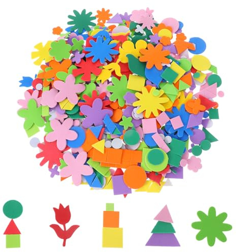 700 Stück Moosgummi Selbstklebend Basteln Geometrische Aufkleber Blumen Deko Bunt Moosgummi Formen Schaumstoff Sticker zum Basteln Schaumstoff Aufkleber für Kunsthandwerk Sammelalben DIY Dekoration