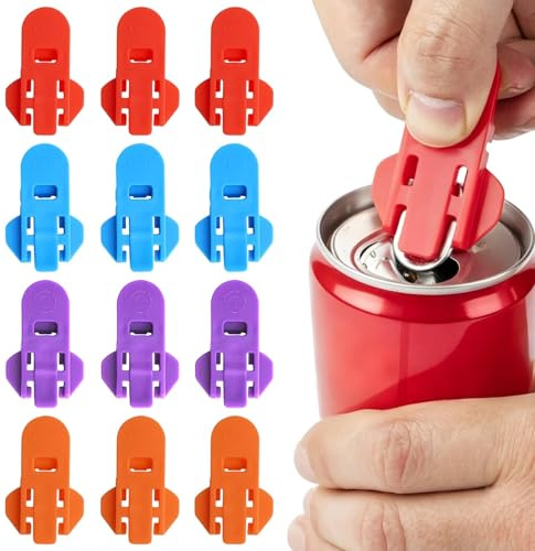 12 Stück Getränkedosenöffner, Dosenverschluss Getränkedosen, Neuer Manueller Flaschenöffner, Kunststoff Einfacher Dosenöffner, für Cola, Bier, Getränke, Limonade
