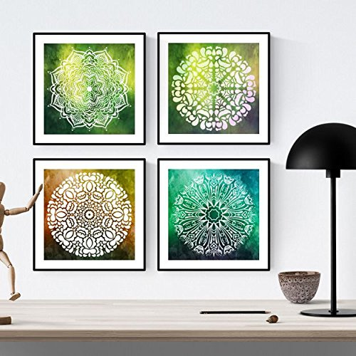 Nacnic 4 Poster Set von Mandalas Balance. Quadrat Poster mit Bildern von Mandalas. 20x20 ohne Rahmen.