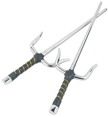 Superdo Octagon Metal Martial Arts Sai Multi Size(Black and Silver) (Silver, 15)