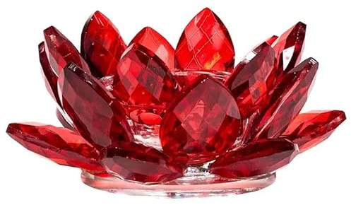 Teelichthalter Lotus Kristallglas rot - 4.5x11 cm