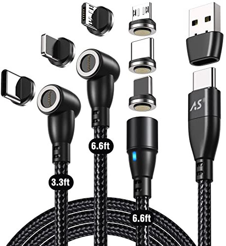 GenX Magnetic Phone Charger Cable, Nylon Braided 3 in 1 Max 3.0A Fast Charging & Data Sync LED Magnetic Cable (New Red)