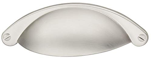 Gedotec Muschelgriff Schiebetür Schubladengriff Metall Schalengriff Vintage - ROMA | Edelstahl-Optik matt | Möbelgriff Küche zum Schrauben | 120 x 30 mm | 1 Stück - Griff-Muschel im Landhaus-Stil