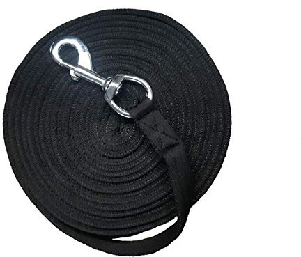 Avon Equine - Redini per Cavalli, in Morbido Nylon per Allenamento, Corda Lunga in Varie Dimensioni e Colori, Nero, 8.00 MTR
