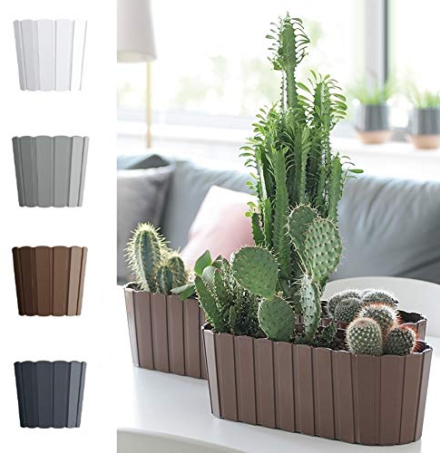 rg-vertrieb Blumentopf Blumenkasten Balkonkasten Balkontopf Pflanzentopf Holzoptik Brett-Optik (400 Braun)